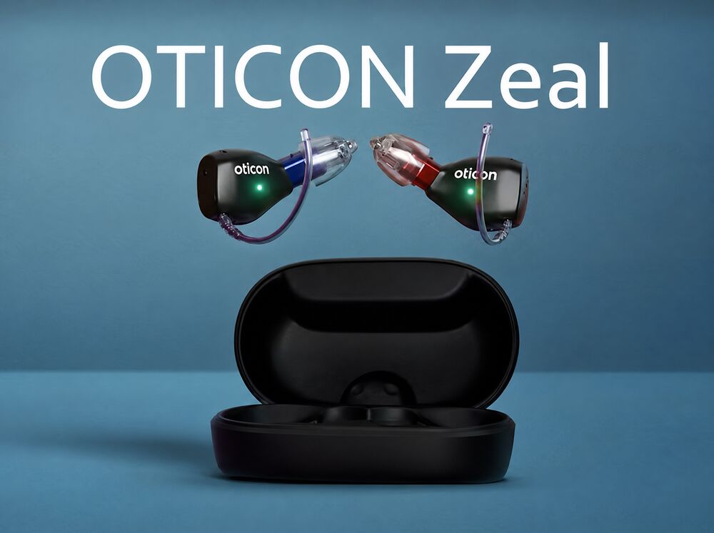 Oticon Zeal in-ear hearing aids with charging case, fitted at Comprehensive Hearing Solutions in Pittsburg, KS